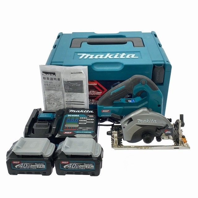 ☆美品☆makita マキタ 40Vmax 125mm 充電式マルノコ HS007GRDX バッテリー2個(40Vmax 2.5Ah) 充電器 ケース付130037