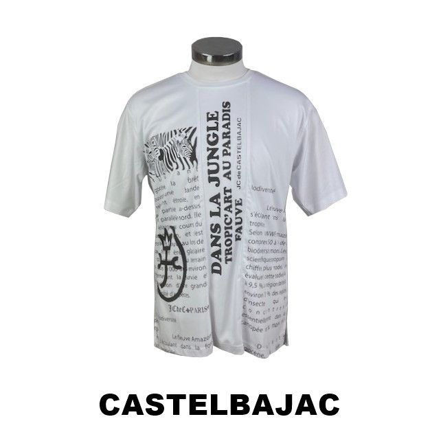 カステルバジャック　CASTELBAJAC　サファリ柄半袖Tシャツ　7216272108-1　シロ