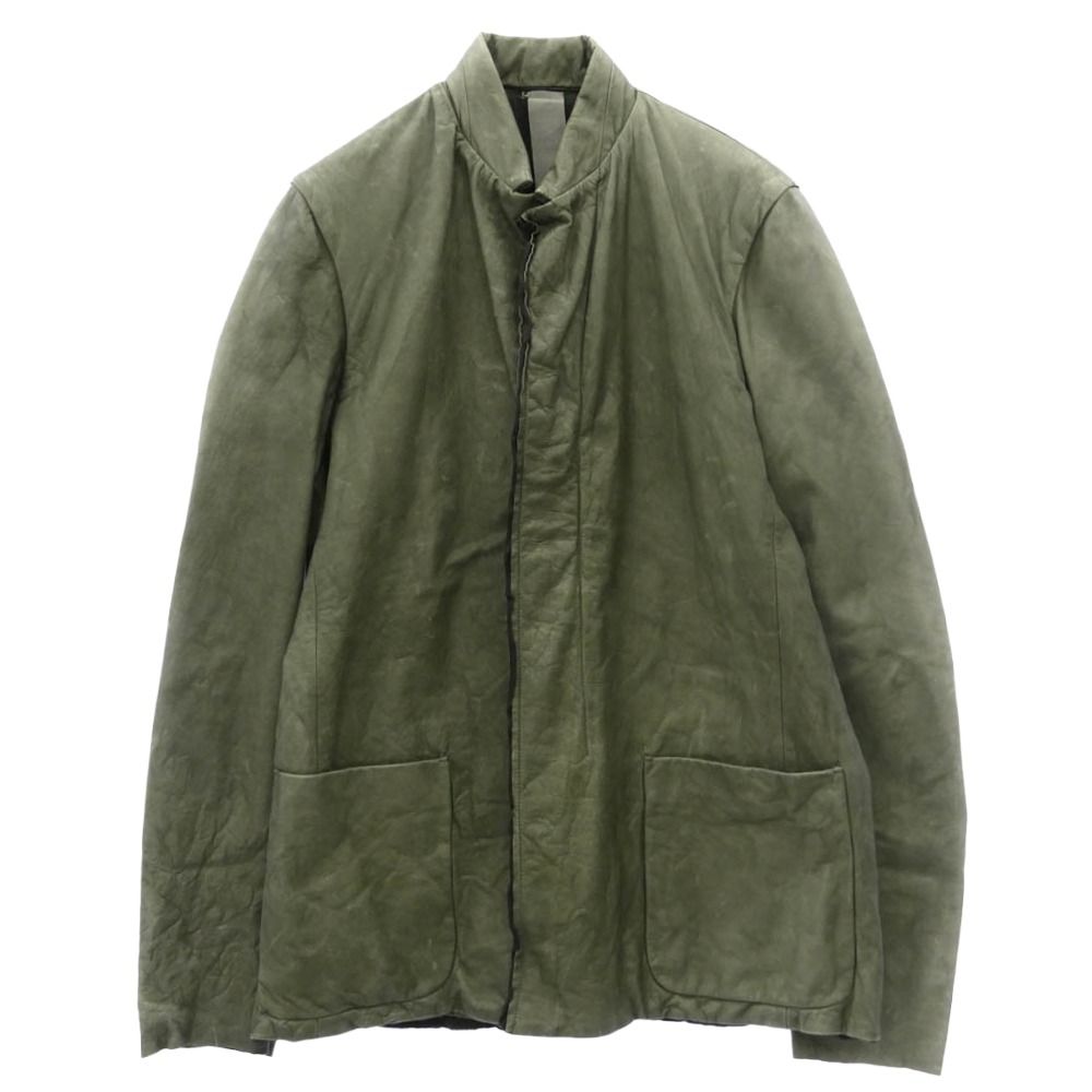 Carpe diem カルペディエム 2003AW LXG07-WC14-8 本人期 アーカイブ ウォッシュド レザー ジャケット 比翼 カーキ系 4【中古】
