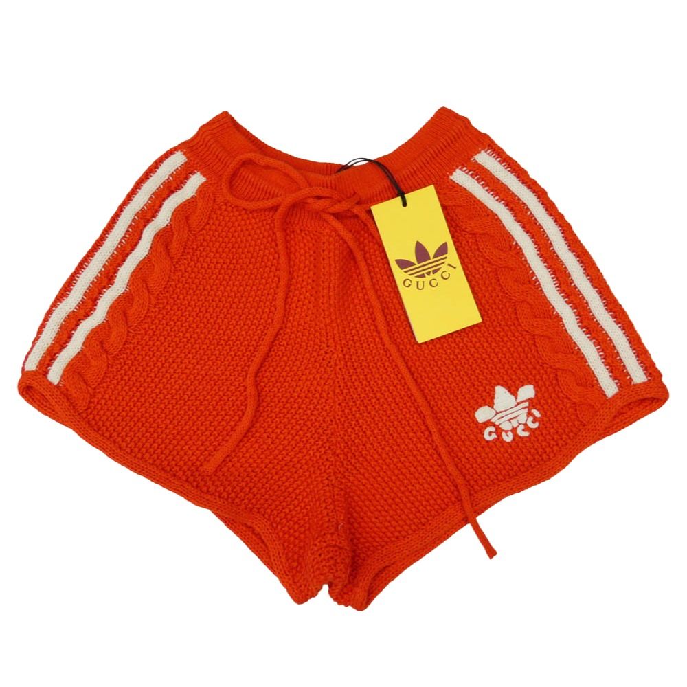 GUCCI グッチ adidas アディダス 693835 XKCDJ × adidas Knit Shorts アディダス ニット ショーツ ロゴ ショートパンツ オレンジ系 XS【新古品】【未使用】【中古】