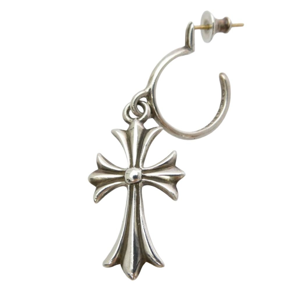 CHROME HEARTS クロムハーツ（原本無） TINY CH CROSS タイニーCH クロスフープ ピアス シルバー系【中古】
