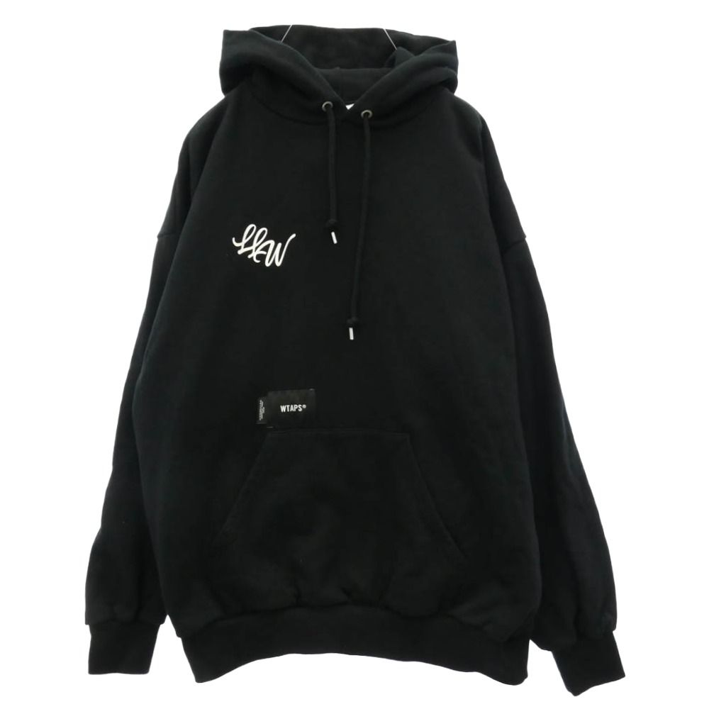WTAPS ダブルタップス 25AW 252ATDT-HPM04S LLW HOODY COTTON ロゴ プリント コットン スウェット フーディー プルオーバー パーカー ブラック系 X03【中古】