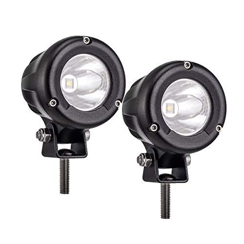 【新品】ミニサイズ LEDワークライト 丸形 バイク補助灯 10W 6000K フォグランプ オートバイ 自転車 カー用品 スポット型 狭角 ノイズレス EMC対策品 DC12v 24v兼用 IP68防水 防塵 防振 2個セット Lightr 4493e322