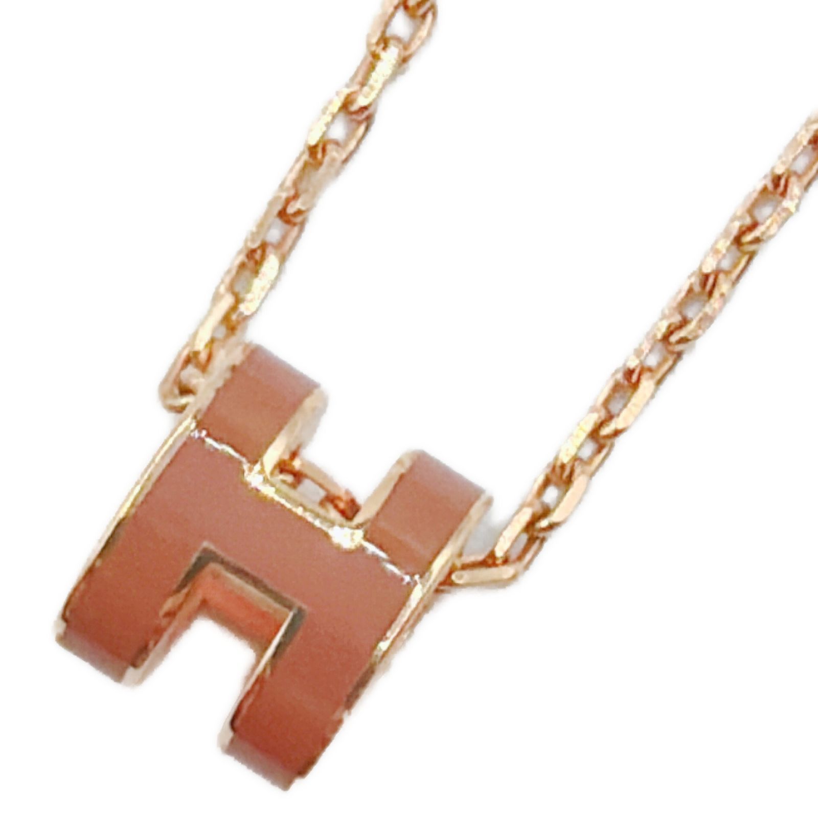 エルメス(HERMES) ポップアッシュ ミニ ネックレス ニューゴールド ラッカーメタル ゴールド金具 新品同様 レディース ネックレス アクセサリー