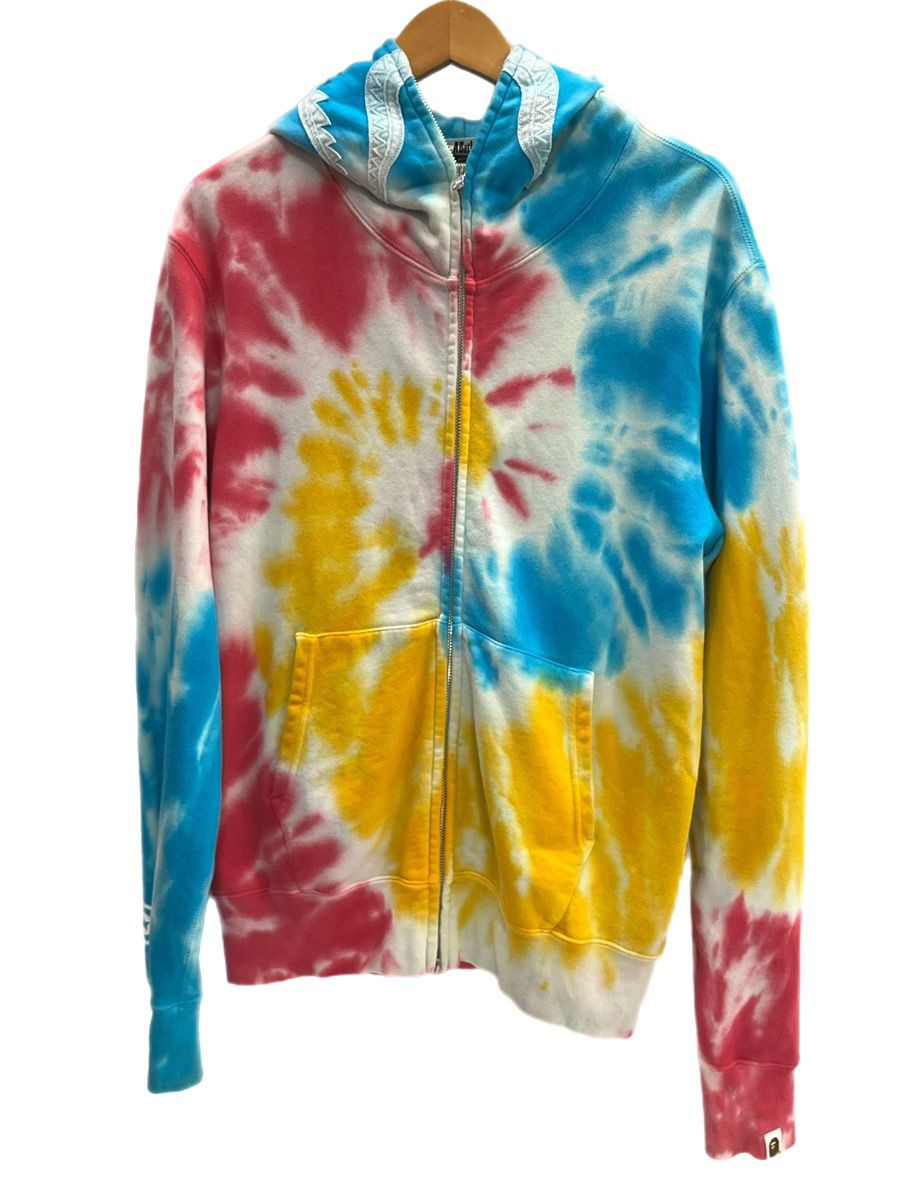 ア ベイシング エイプ A BATHING APE Tie Dye Shark Hoodie タイダイ シャーク フーディ フルジップ パーカー パーカ マルチカラー Mサイズ 101MT-6457