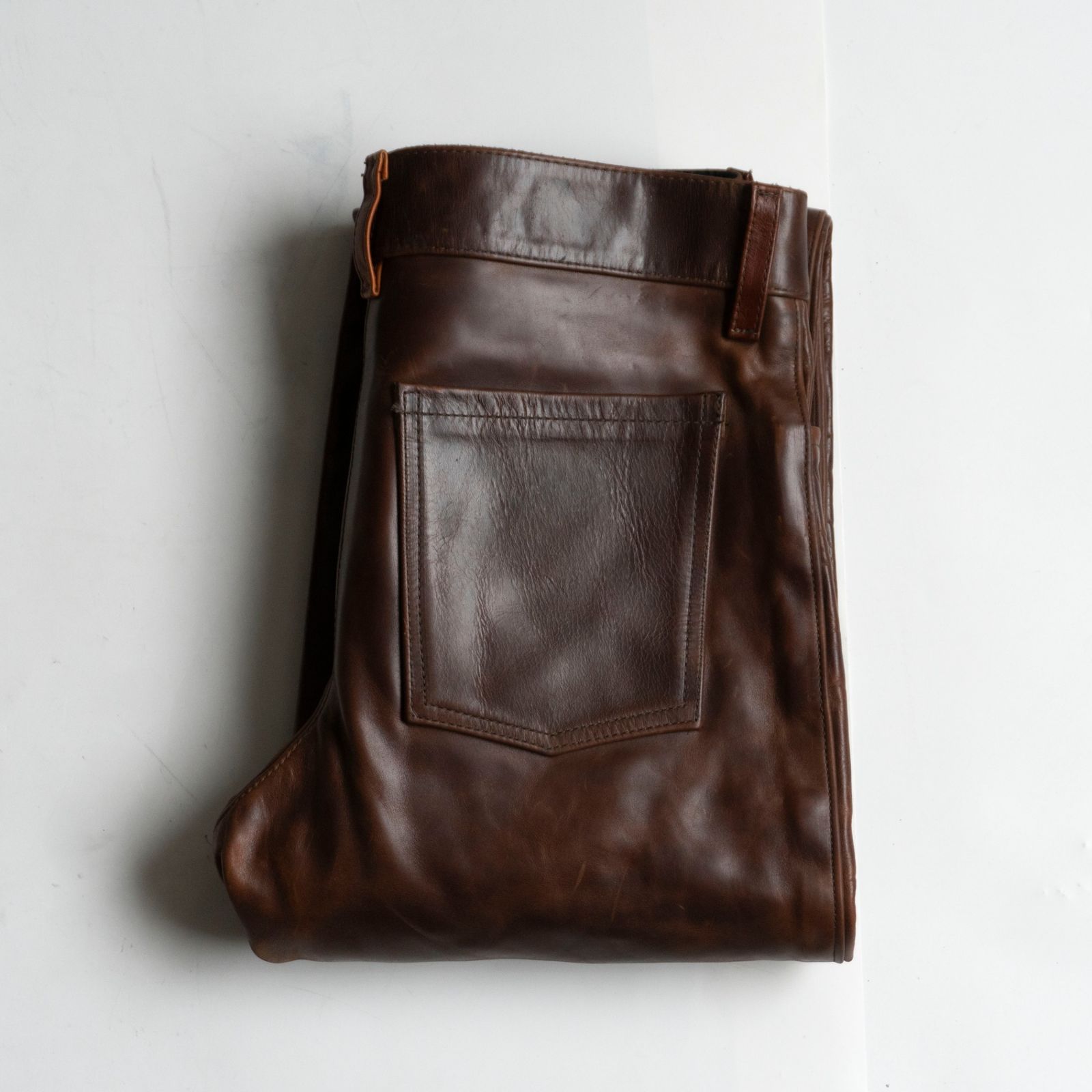 雰囲気抜群】VANSON 【ホースハイド レザー パンツ】34 ブラウン USA製