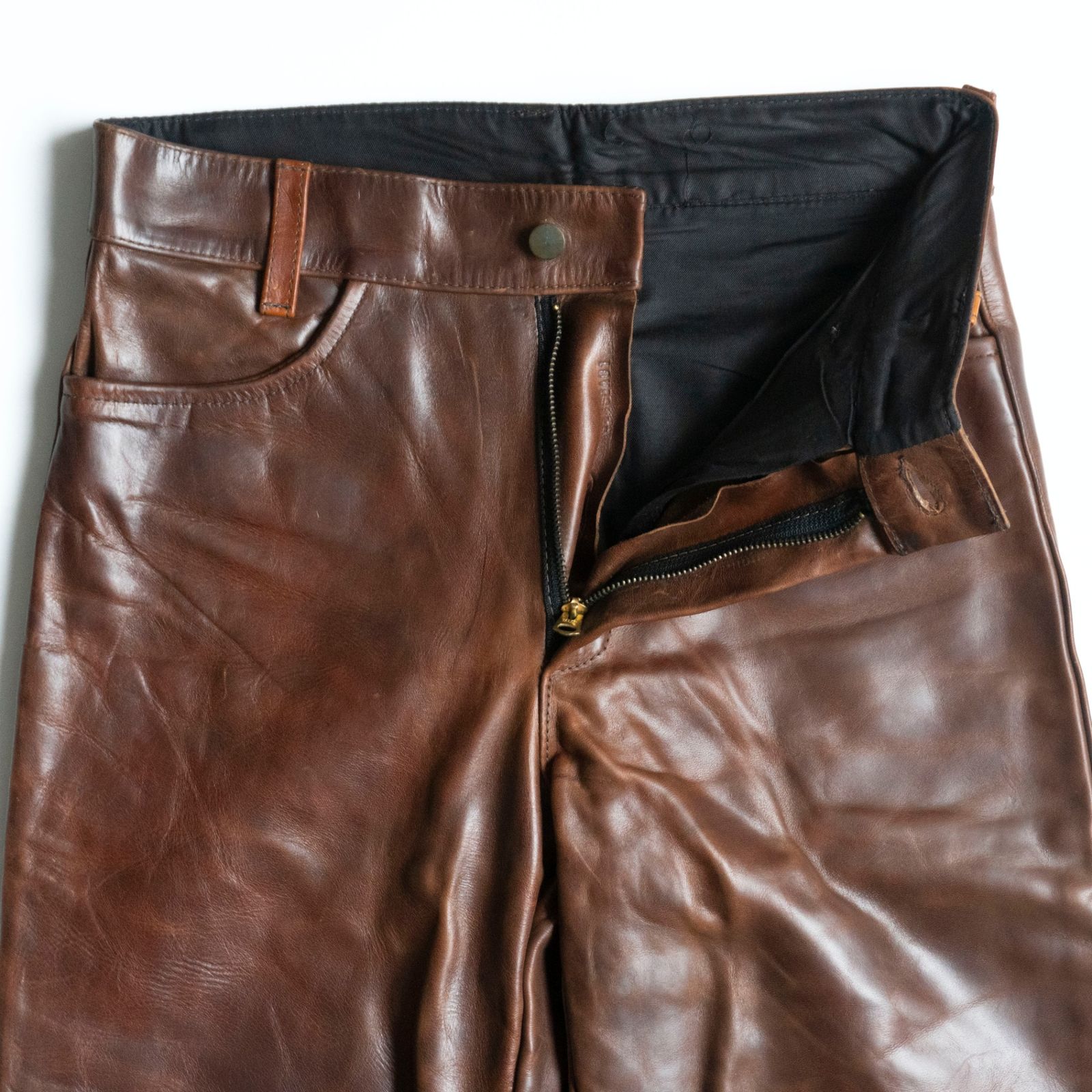 雰囲気抜群】VANSON 【ホースハイド レザー パンツ】34 ブラウン USA製