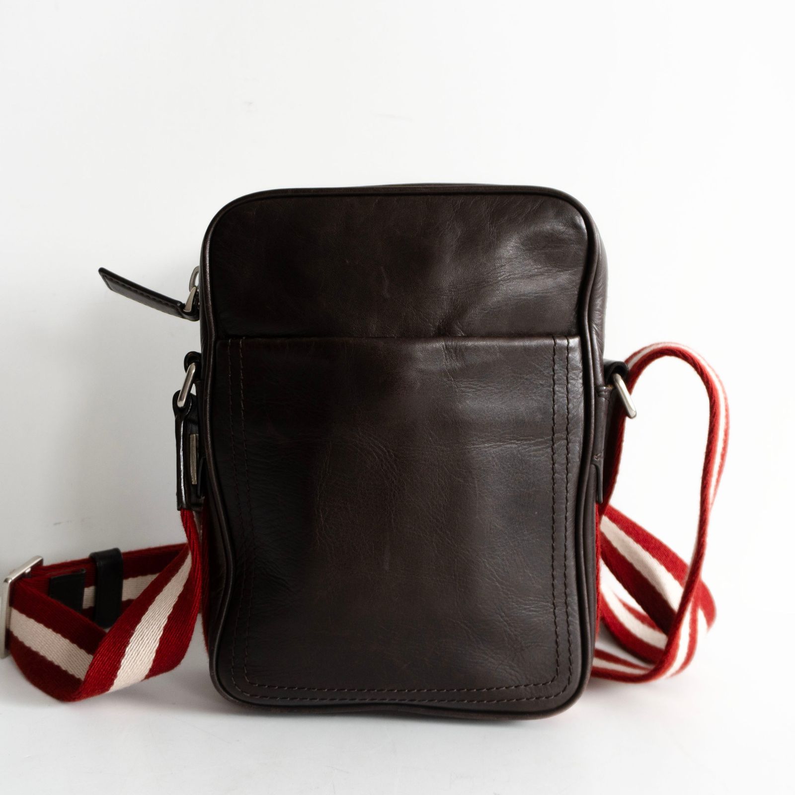 美品】BALLY 【 レザー ショルダーバッグ】ブラウン トレイン