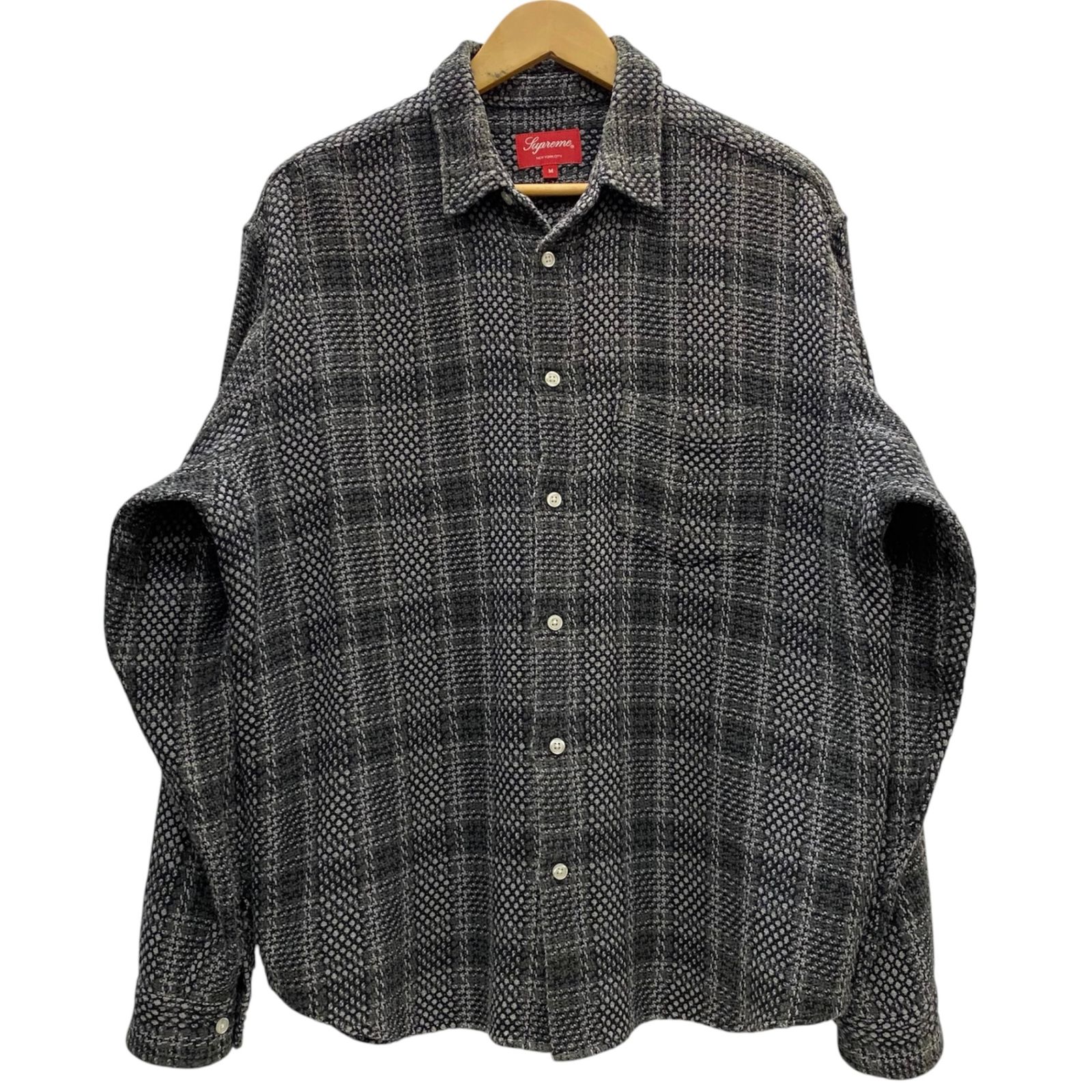 シュプリーム SUPREME 23SS Basket Weave Plaid Shirt 長袖シャツ ブラック Mサイズ 201MT-6197