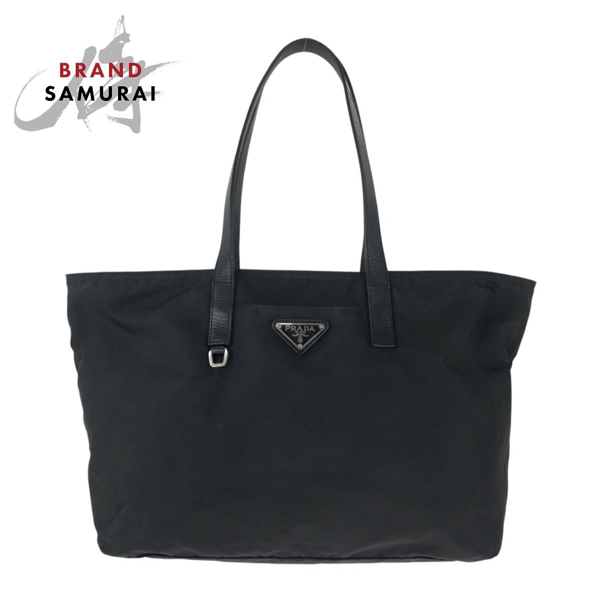 PRADA プラダ テスート 三角ロゴプレート ブラック 黒 シルバー金具 ナイロン/レザー トートバッグ ハンドバッグ レディース 602116【中古】