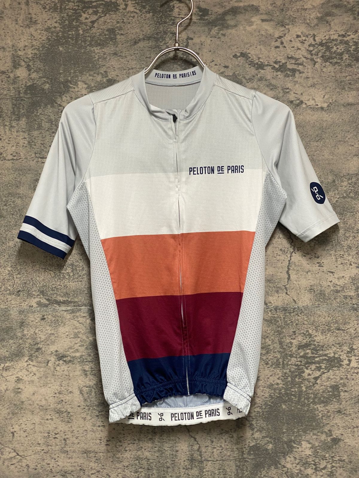 KH092 プロトンドパリ PELOTON DE PARIS 半袖 サイクルジャージ 白 バーガンディ XS