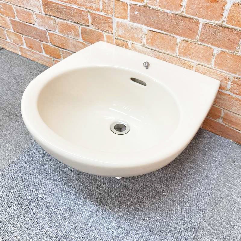 【中古品】【良品】 INAX(イナックス) 陶器製 壁付け 埋込手洗器 洗面器 埋め手洗い器 手洗いボール 「L-130」 #L12(ミスティアイボリー) 26F