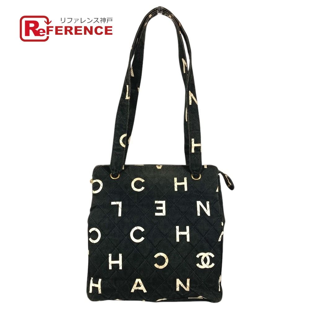 CHANEL シャネル ショルダーバッグ CC ココマーク ロゴ 総柄 コットン ブラック