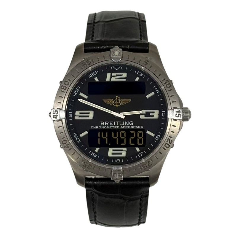 BREITLING ブライトリング エアロスペース E75362 E756B75KBA 腕時計メンズ クオーツ ブラック文字盤 動作品 【中古】 22606K83