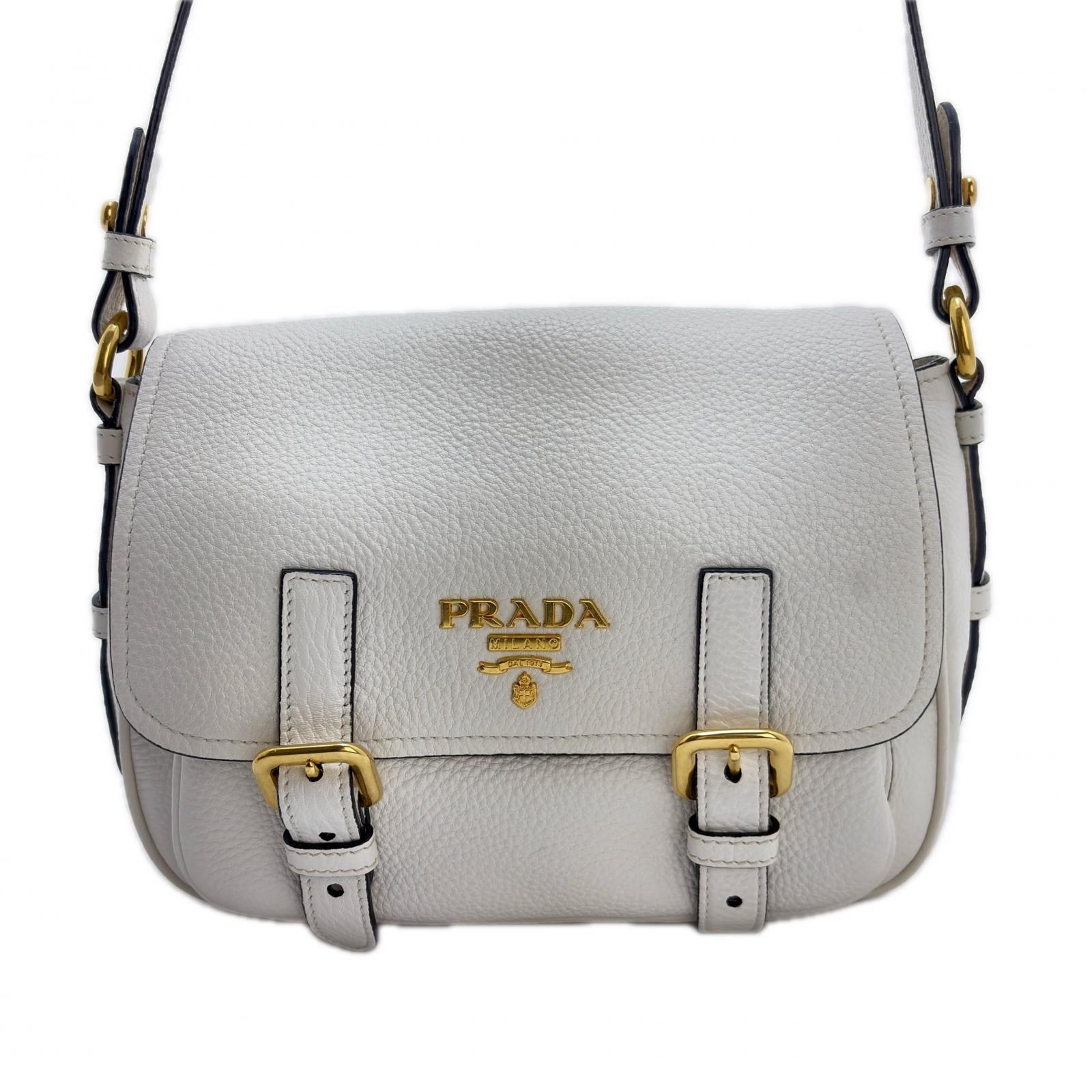 PRADA プラダ バッグ ショルダーバッグ ホワイト レザー 1BD092 レディース 2148104101631 【中古】【200】
