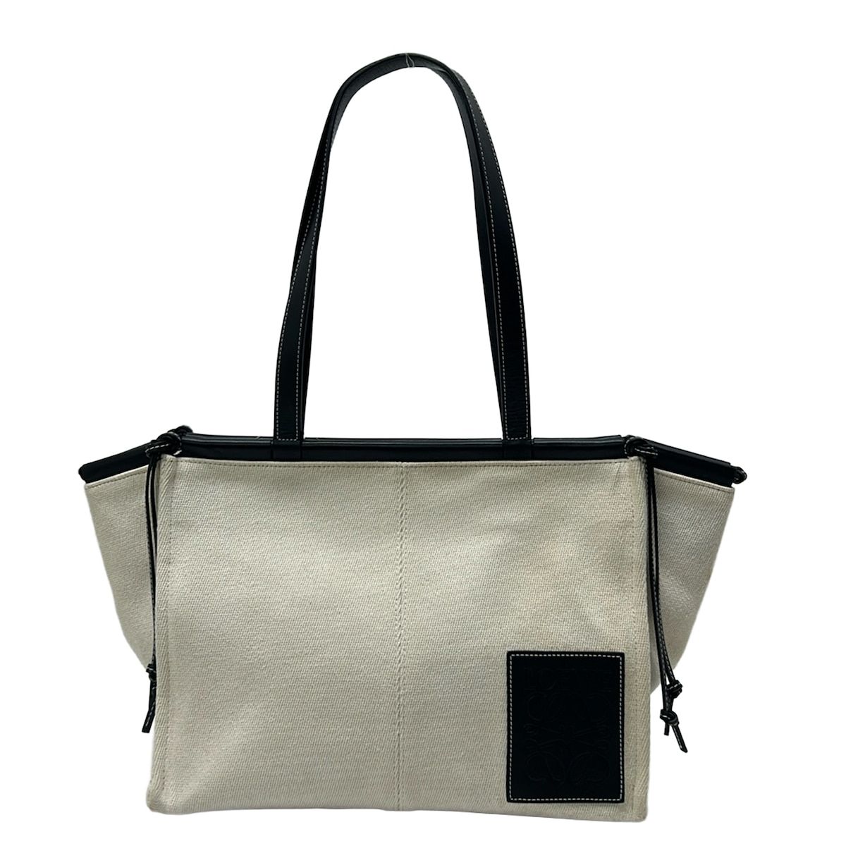 LOEWE(ロエベ) トートバッグ クッショントート アイボリー×黒 レザー