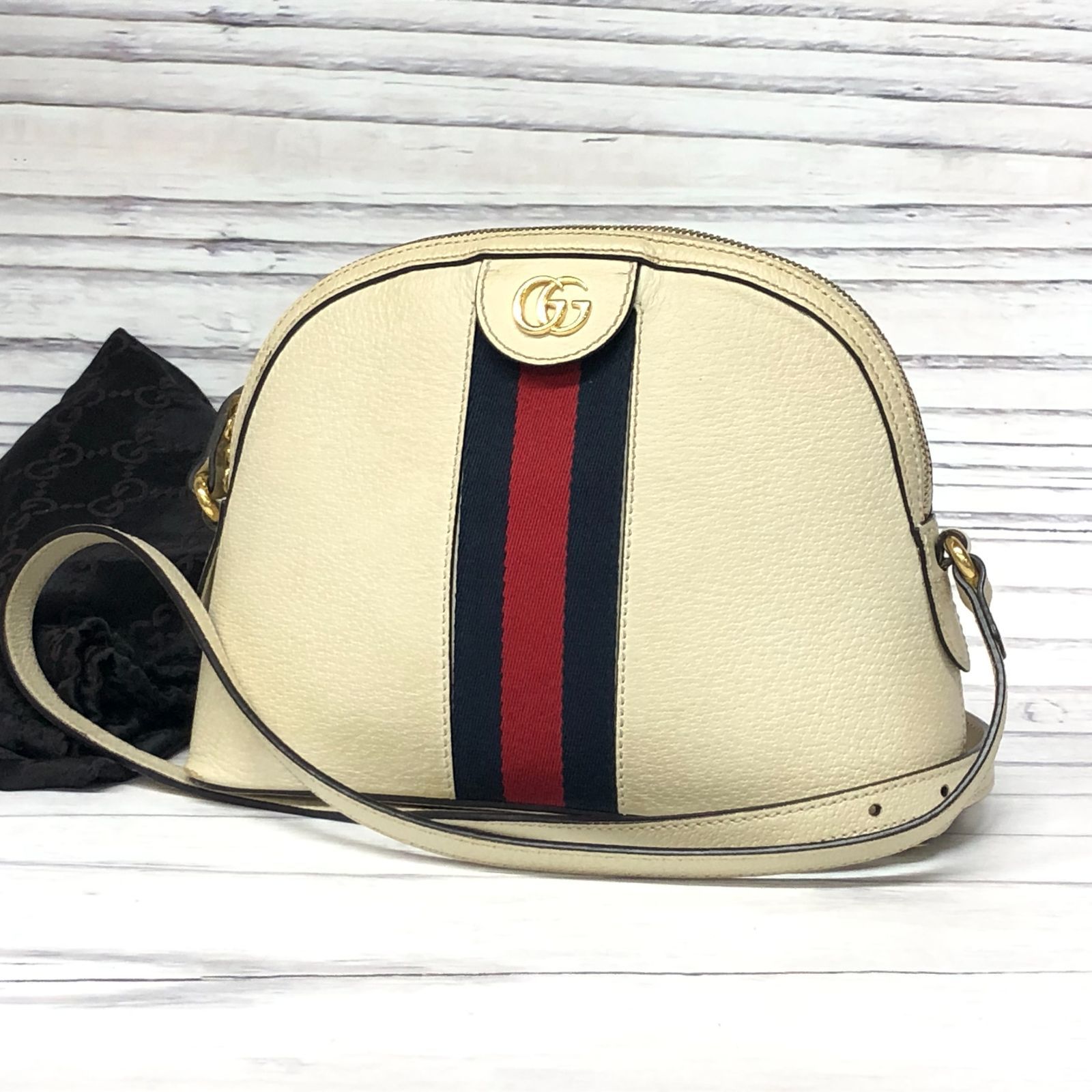 m001 (80) グッチ オフィディア シェリー ショルダーバッグ レザー アイボリー GGマーモント 499621 486628 GUCCI OPHIDIA ネイビー レッド ウェブストライプ リボン ゴールド金具 オフホワイト