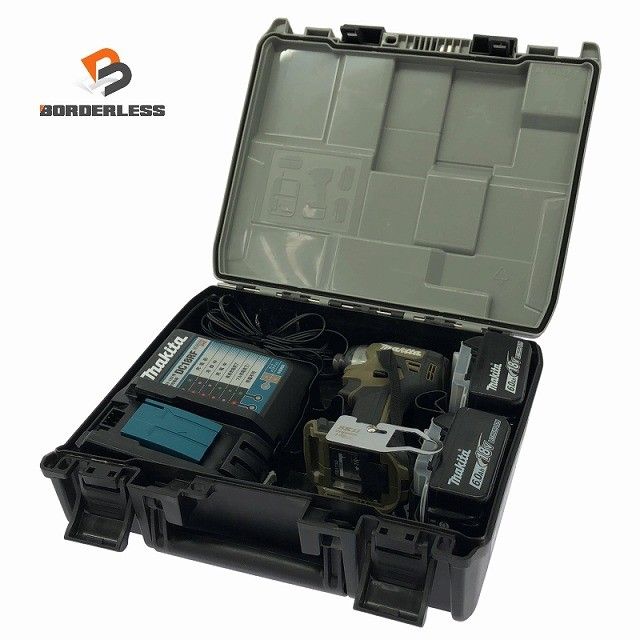 ☆中古品☆makita マキタ 18V 充電式インパクトドライバ TD173DRGXO オリーブ バッテリー2個(18V 6.0Ah)充電器 ケース付130168