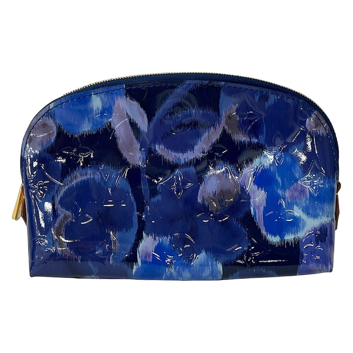 LOUIS VUITTON(ルイヴィトン) ポーチ モノグラムイカット美品 ポシェットコスメティック M90044 グランブルー レザー