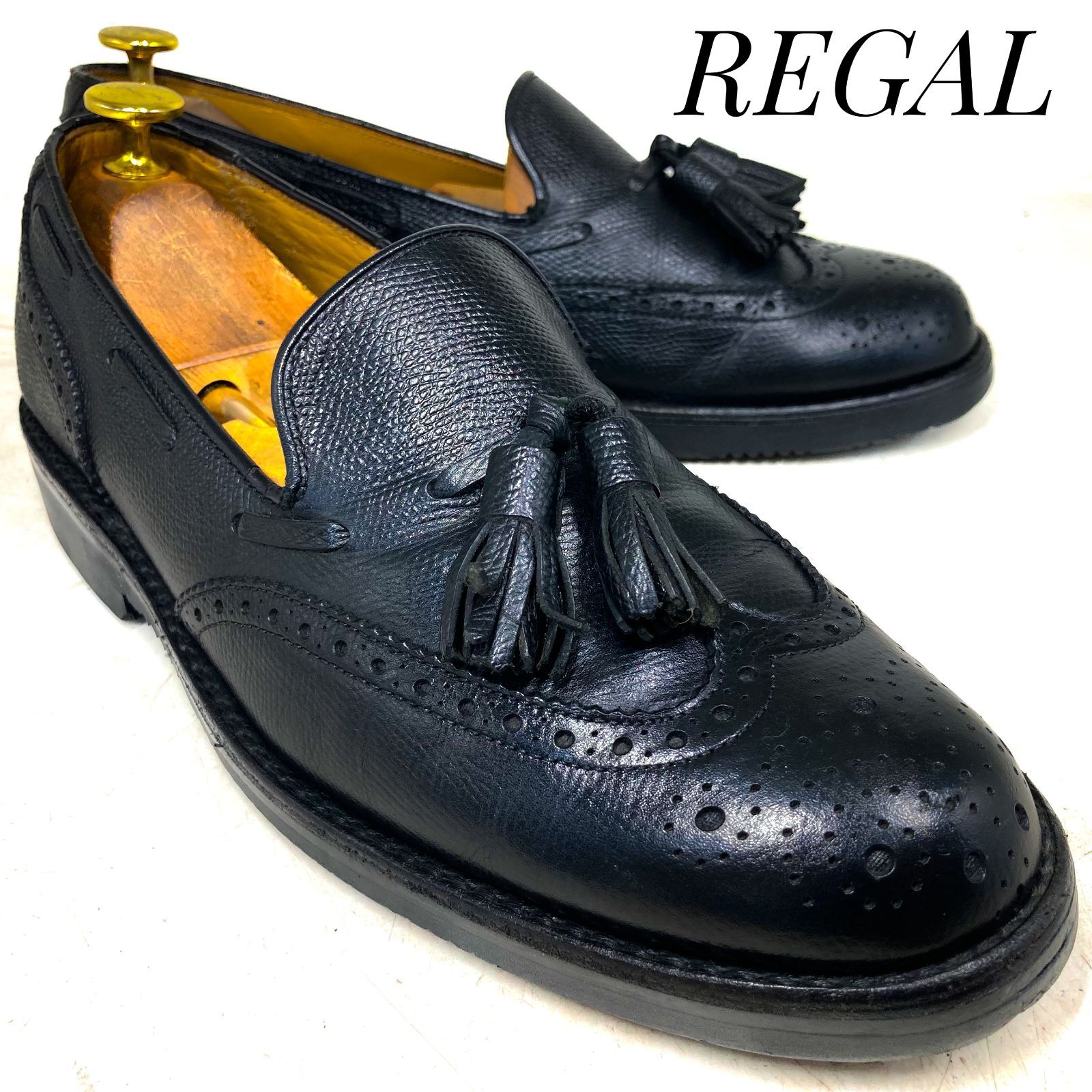 REGAL リーガル 2647 ウィングタッセルローファー 25EE ブラック REGAL リーガル ウィングチップ タッセルローファー 2647 黒 ブラック