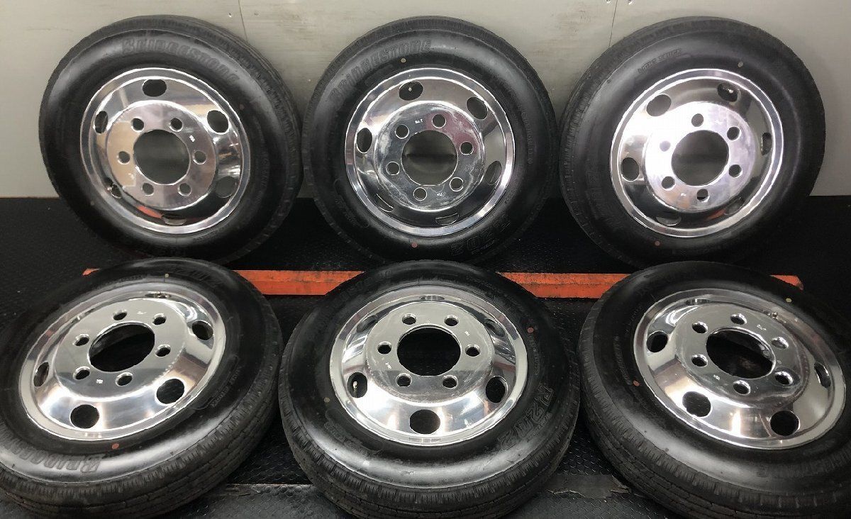 ほぼ未走行 BS 175/75R15LT 夏タイヤ 6本 メッキアルミホイール STRON-g 15インチ 5J6HPCD184.15+102 キャンピングカー カムロード STP100