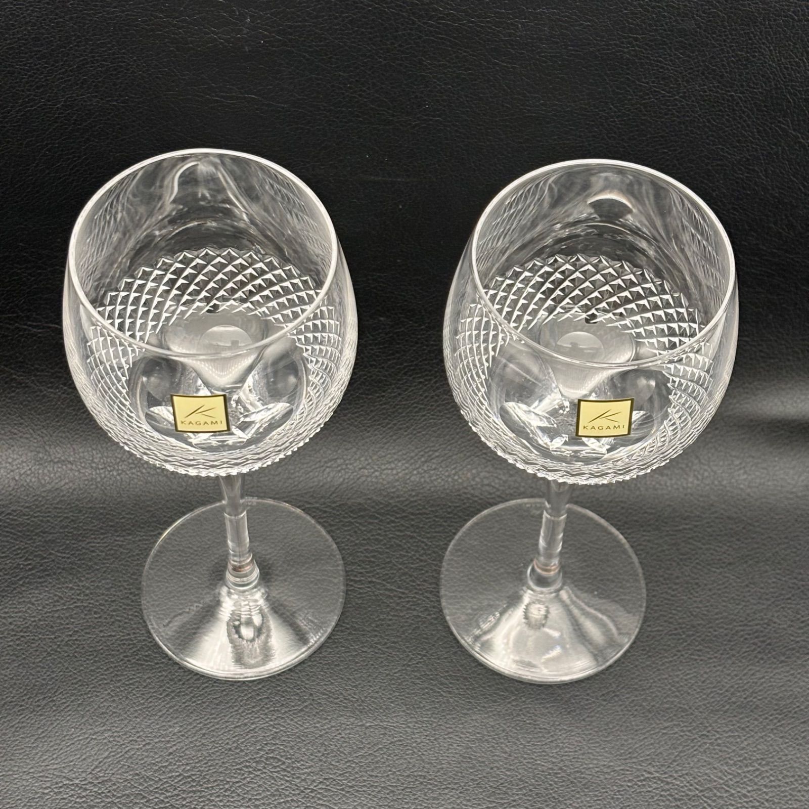 KAGAMI】カガミクリスタル ペア ワイングラス / 未使用品 江戸切子 