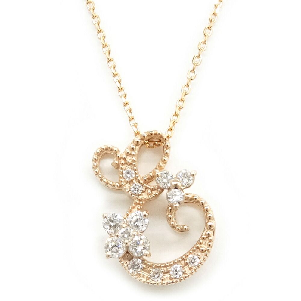 【栄】ジュエリー ネックレス フラワー ダイヤモンド 0.18ct K18PG 2.8g レディース 小物 その他
