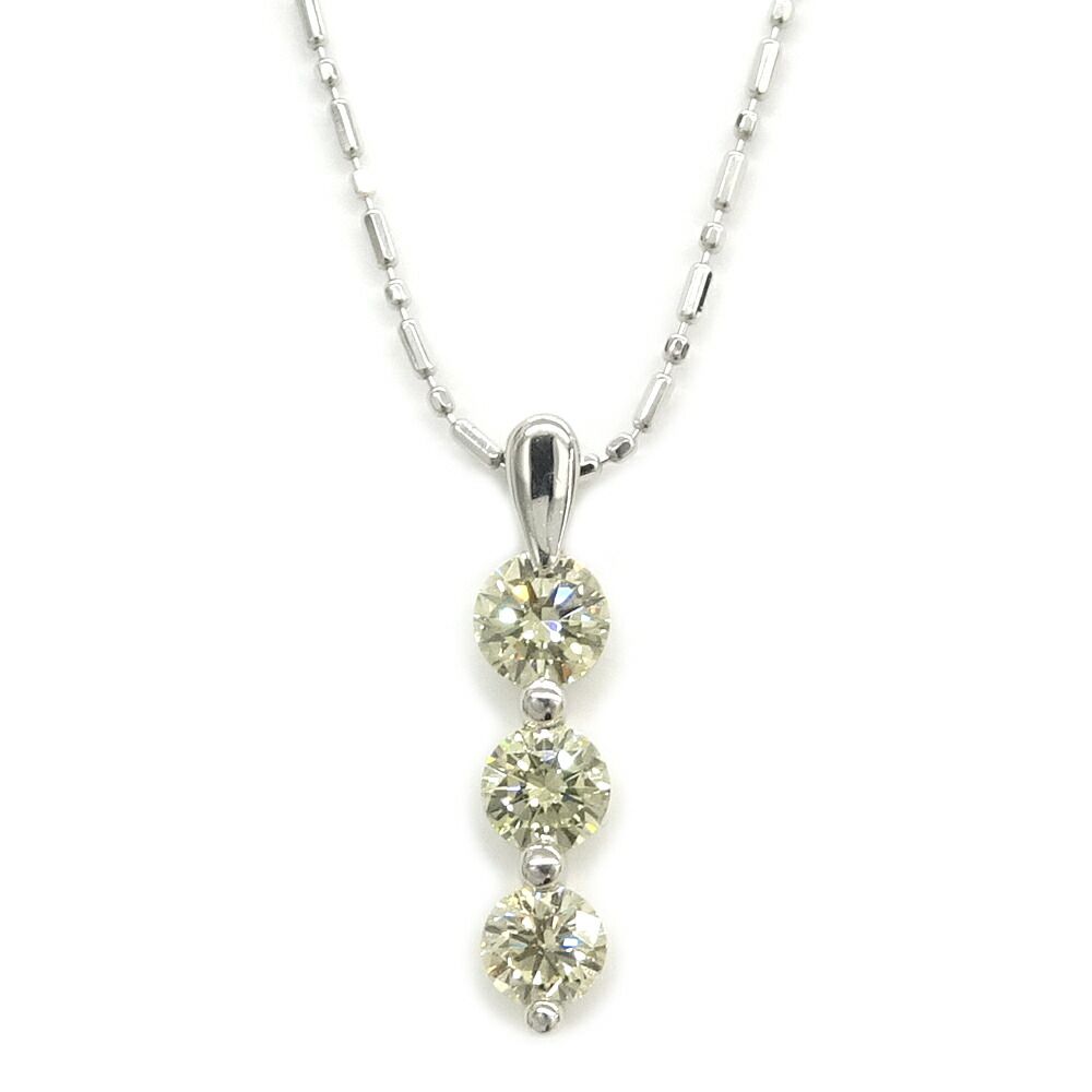 【栄】ジュエリー ネックレス ダイヤモンド 0.71ct 3連 Pt900 Pt850 3.4g レディース 小物 その他