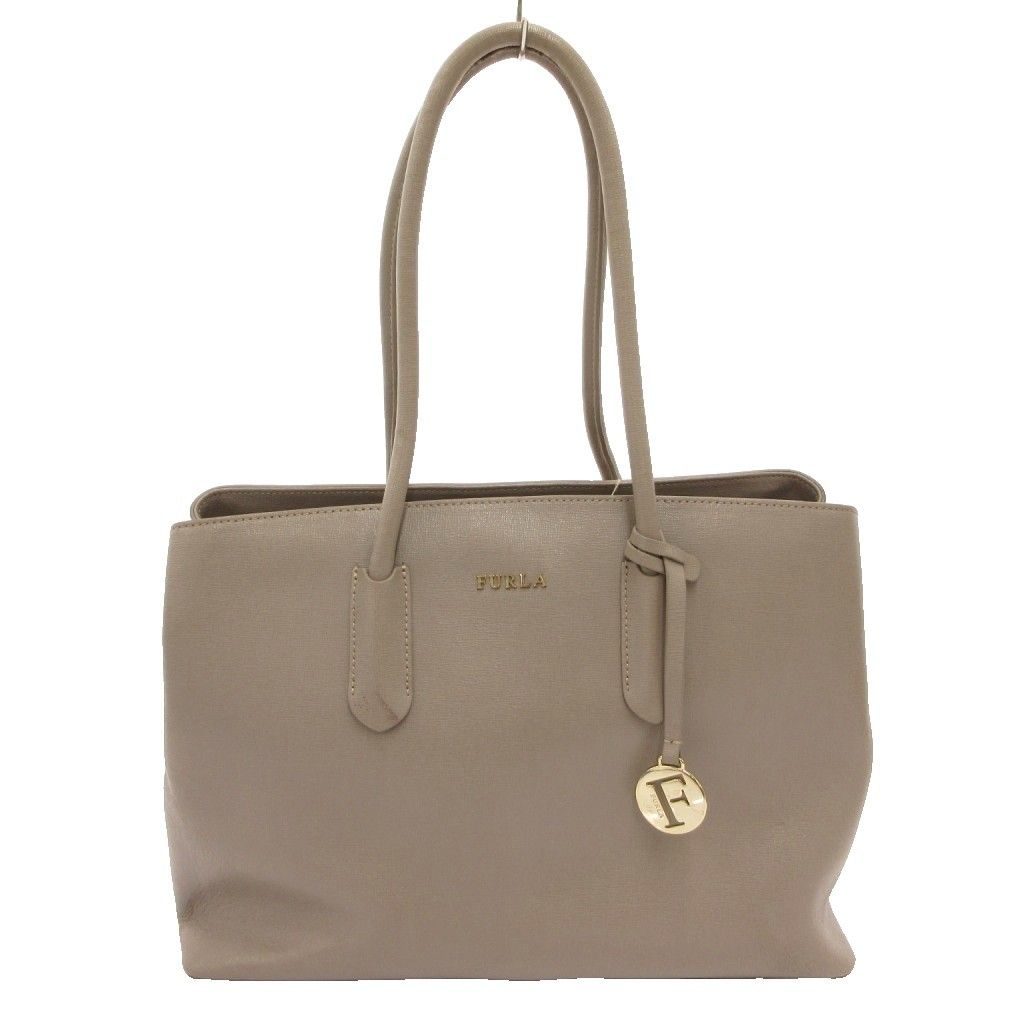 フルラ FURLA ハンドバッグ トート 肩掛け グレー ロゴチャーム 手提げ カバン 鞄 A4収納可能 /SD ■GY17