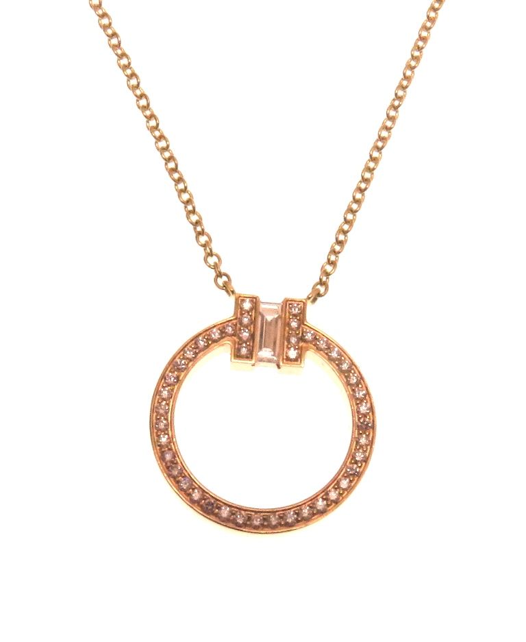 TIFFANY&Co. ティファニー ジュエリー TサークルNC/K18PG/D0.08ct/D0.06ct/約3.3g【205】 貴金属･宝石 63843091 ネックレス K18ピンクゴールド K18PG/ダイヤモンド ローズ レディース【中古】