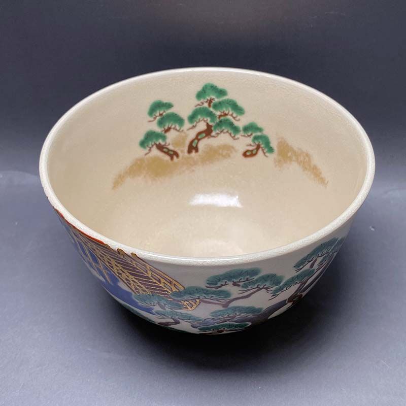 清水焼 三代 西村徳泉作 橋の絵茶碗 表千家流 久田家 十二世家元 尋牛
