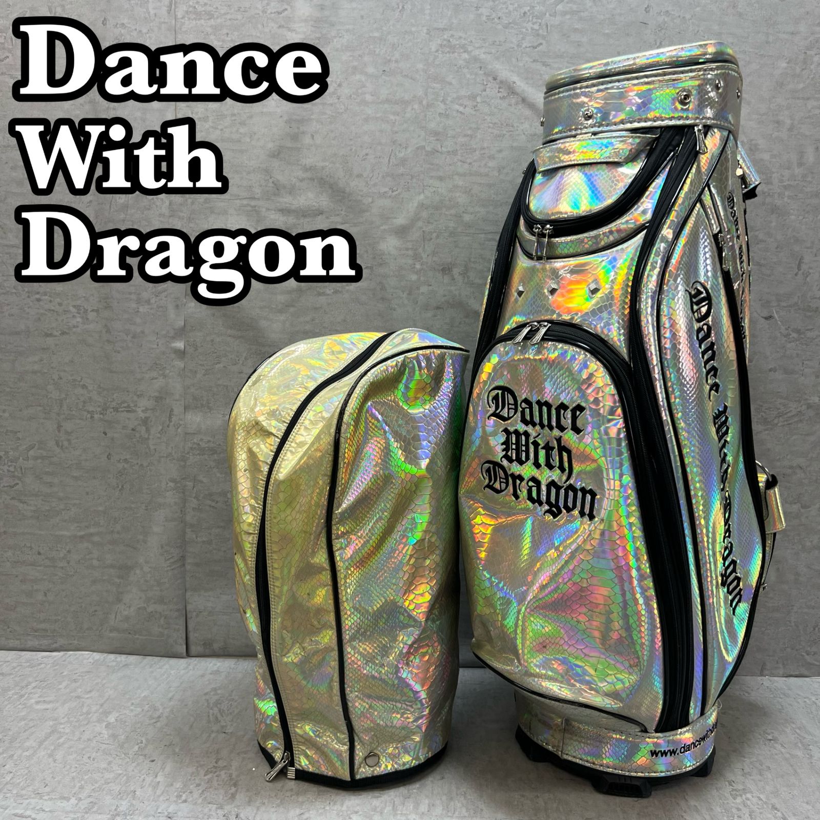 ダンスウィズドラゴン ゴルフ用 キャディバッグ カート式 8.5型 5分割 PUレザー バッグ DANCE WITH DRAGON