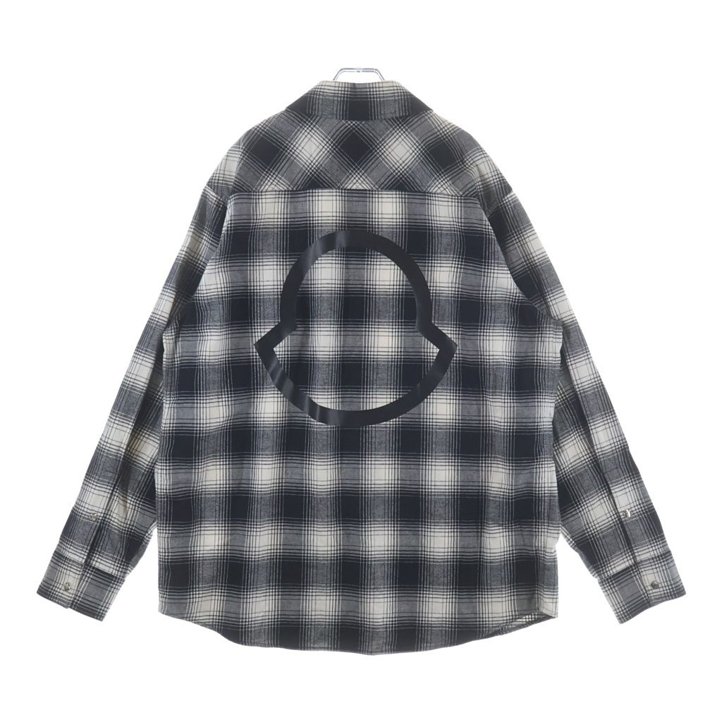 MONCLER (モンクレール) CAMICIA カミシア チェック 長袖シャツ フランネル ホワイト/ブラック コットン