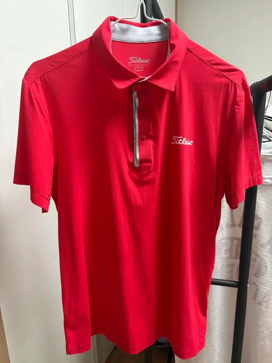 Titleist メンズ ゴルフウェア 赤 半袖 カラーTシャツ L