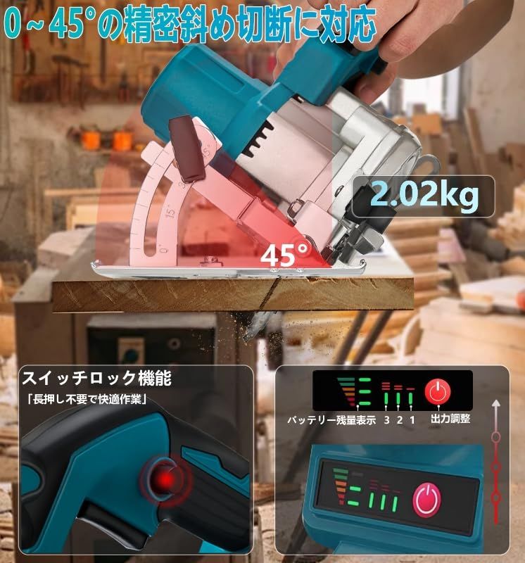R★マルノコ 充電式丸のこ コードレス 軽量 高精度刃径140mm 切り込み深さ47mm 対応 マキタ18Vバッテリー対応本体のみDIY用 （バッテリー・充電器別売）N