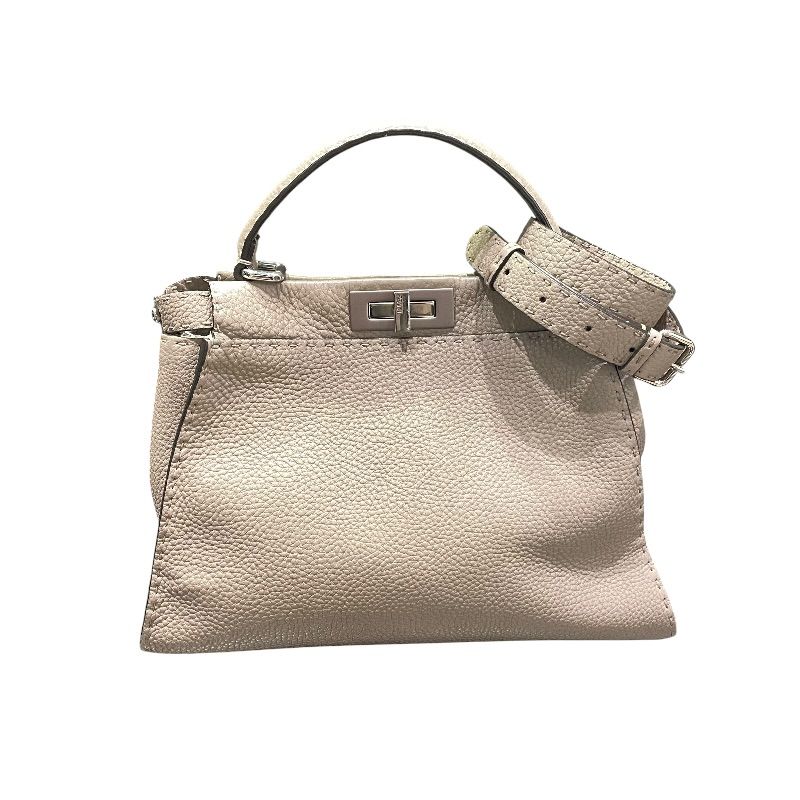 フェンディ FENDI ピーカブーレギュラーセレリア BN290 グレーシルバー金具 レザー レディース ショルダーバッグ