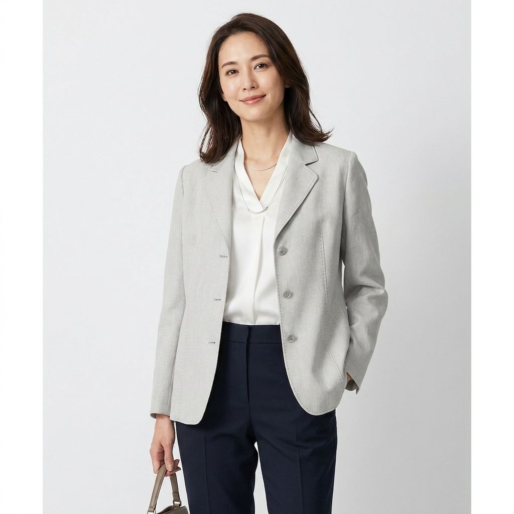 FENDI ウール混紡ジャケット グレー/ホワイト FENDI フェンディ ジャケット ライトグレー Lサイズ COMME CA DU MODE