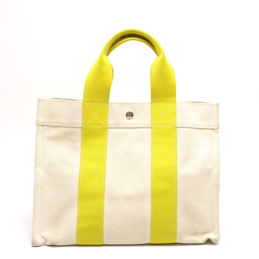 【楠本質店/元住吉】エルメス/HERMES　ボラボラPM トートバッグ　キャンバス　アイボリー/イエロー【中古】