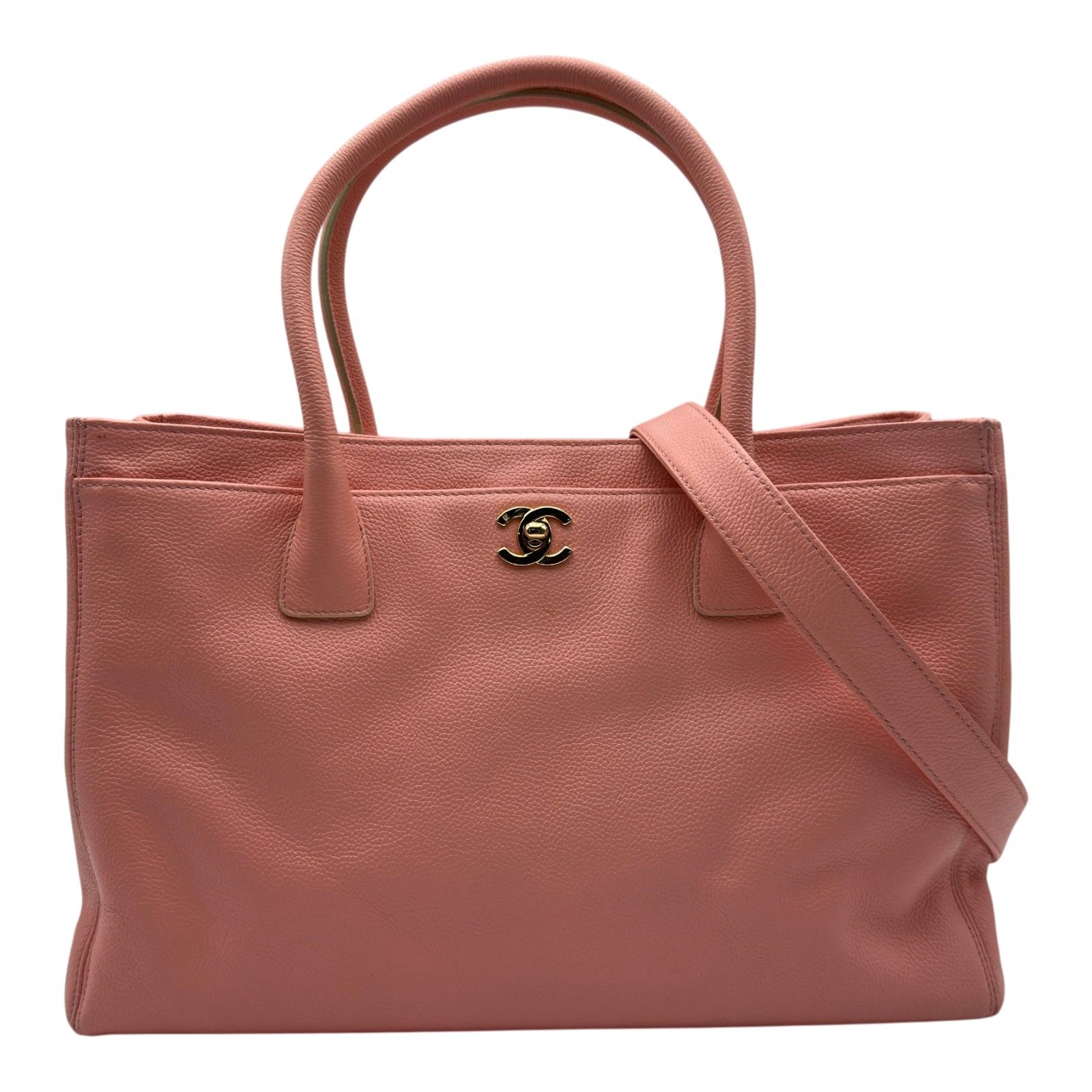 シャネル CHANEL エグゼクティブ トートバッグ A15206 9番台 ピンク ゴールド金具 キャビアスキン レディース トートバッグ