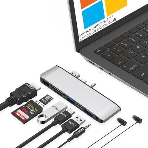 【新品】Microsoft Surface Laptop 6/5/4/3 Surface laptop Go 3/Go 2/Go USB ハブ 4K HDMIポート+ USB 3.0*2+Type-C + SD/TFカードスロット + 3.5 fd3d2c17