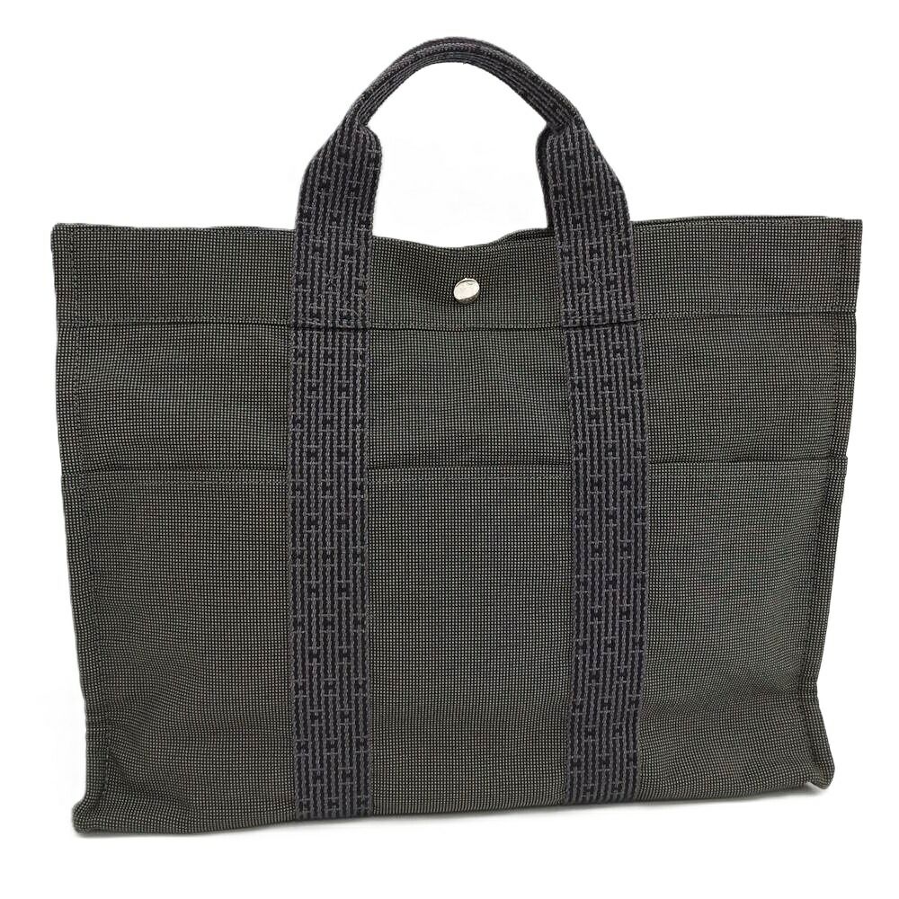 HERMES エールライン トートMM トートバッグ キャンバス グレー