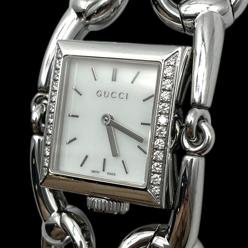 【新品電池】グッチ　GUCCI レディース　腕時計　シルバー 新品電池 稼働品 GUCCI グッチ シニョーリア レディース腕時計 シェル