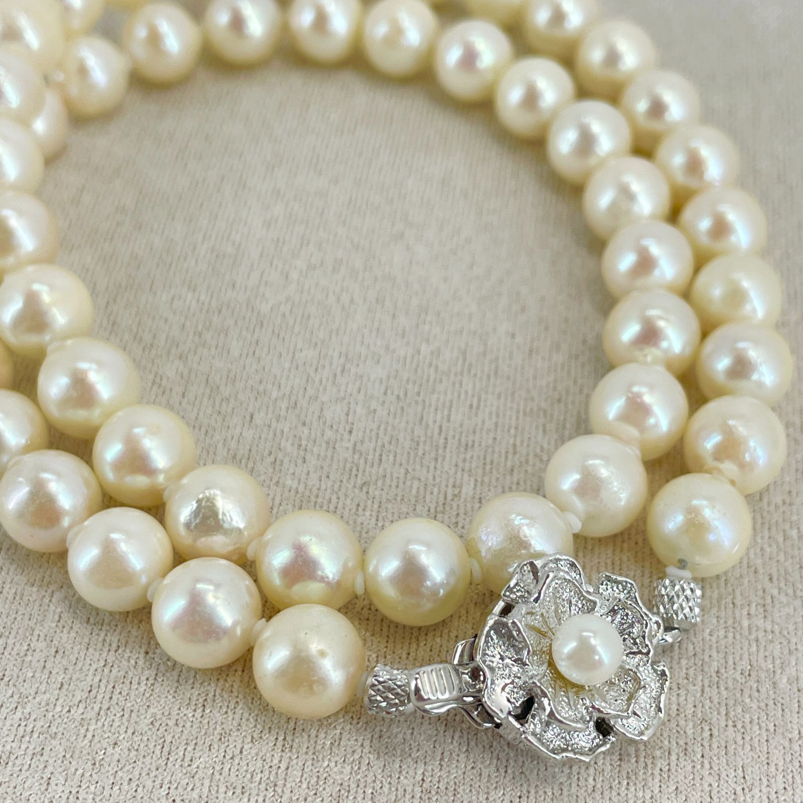 【7.5～7.7mm】パール ネックレス シルバー 真珠 /24-169