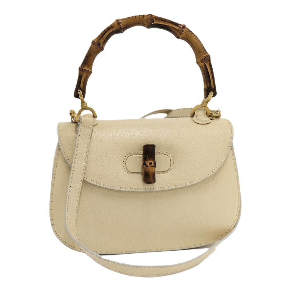 GUCCI 2WAY ハンドバッグ ショルダーバッグ バンブー レザー ベージュ系 000 1014 0188