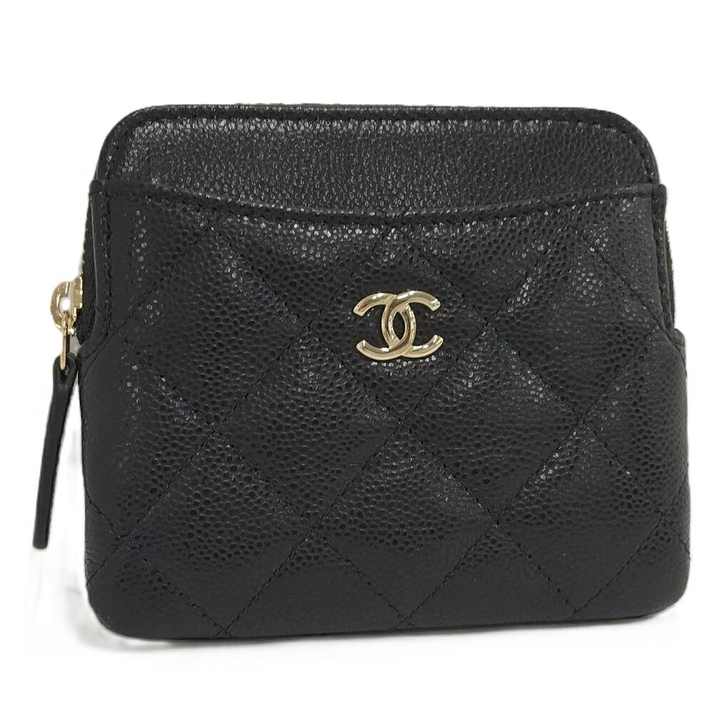 CHANEL コインケース マトラッセ キャビアスキン レザー ブラック AP2061 B10583