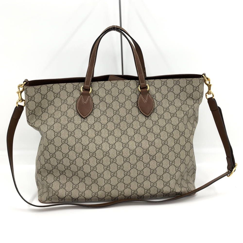 GUCCI ２WAYバッグ GGスプリーム PVCコーティング ブラウン系 453705