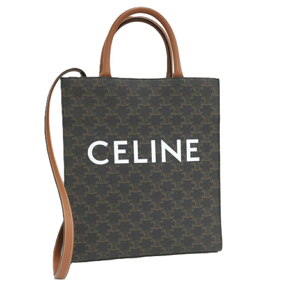 CELINE 2WAYショルダーバッグ トートバッグ トリオンフ スモールバーティカル カバ ブラウン系