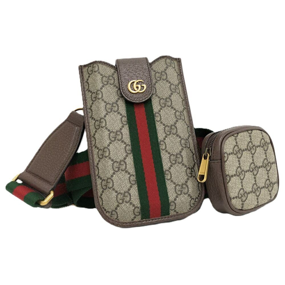 GUCCI スマホショルダー フォンケース ポーチ付き PVCコーティング ベージュ 701159