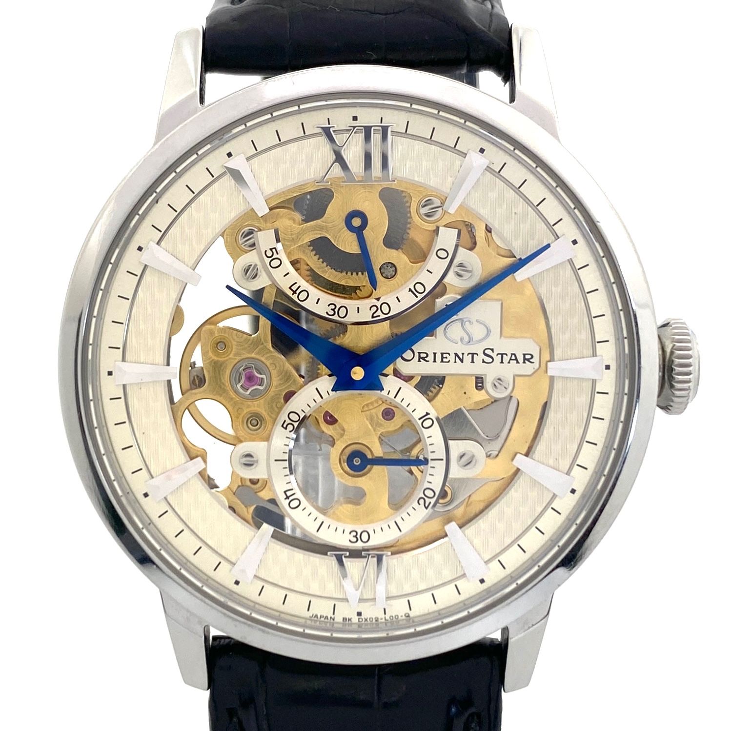 腕時計 メンズ オリエントスター ORIENT STAR クラシック スケルトン WZ0041DX DX02-C0-B 手巻き シルバー フルスケルトン スモールセコンド パワーリザーブ 革ベルト