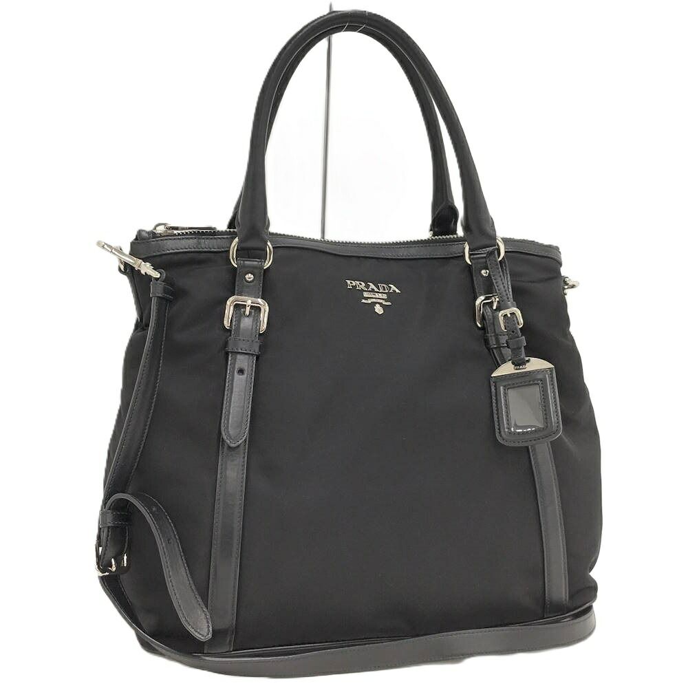 PRADA 2WAYハンドバッグ ブラック テスート×レザー BR511